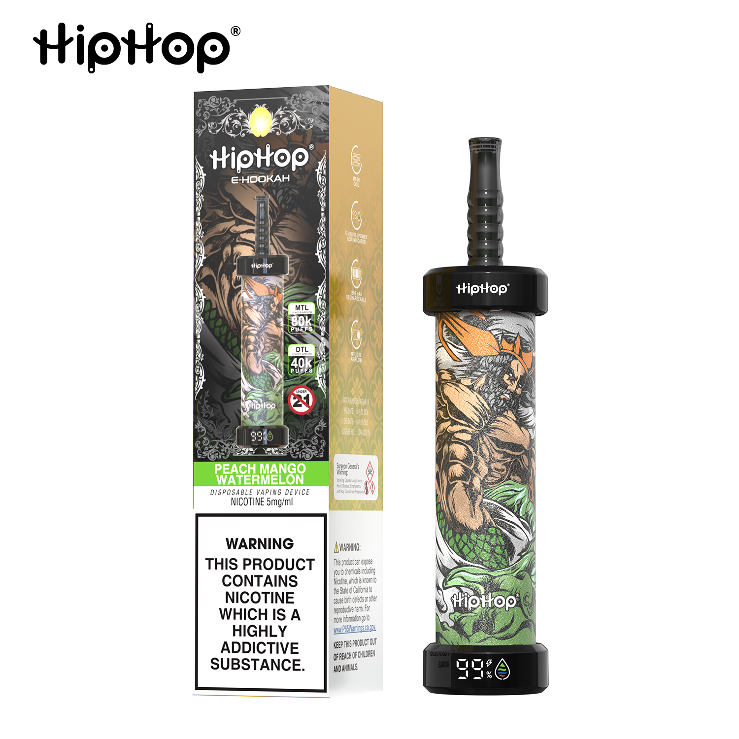 HipHop E-Hookah 80K Puffs e-papieros jednorazowy - obrazek 6