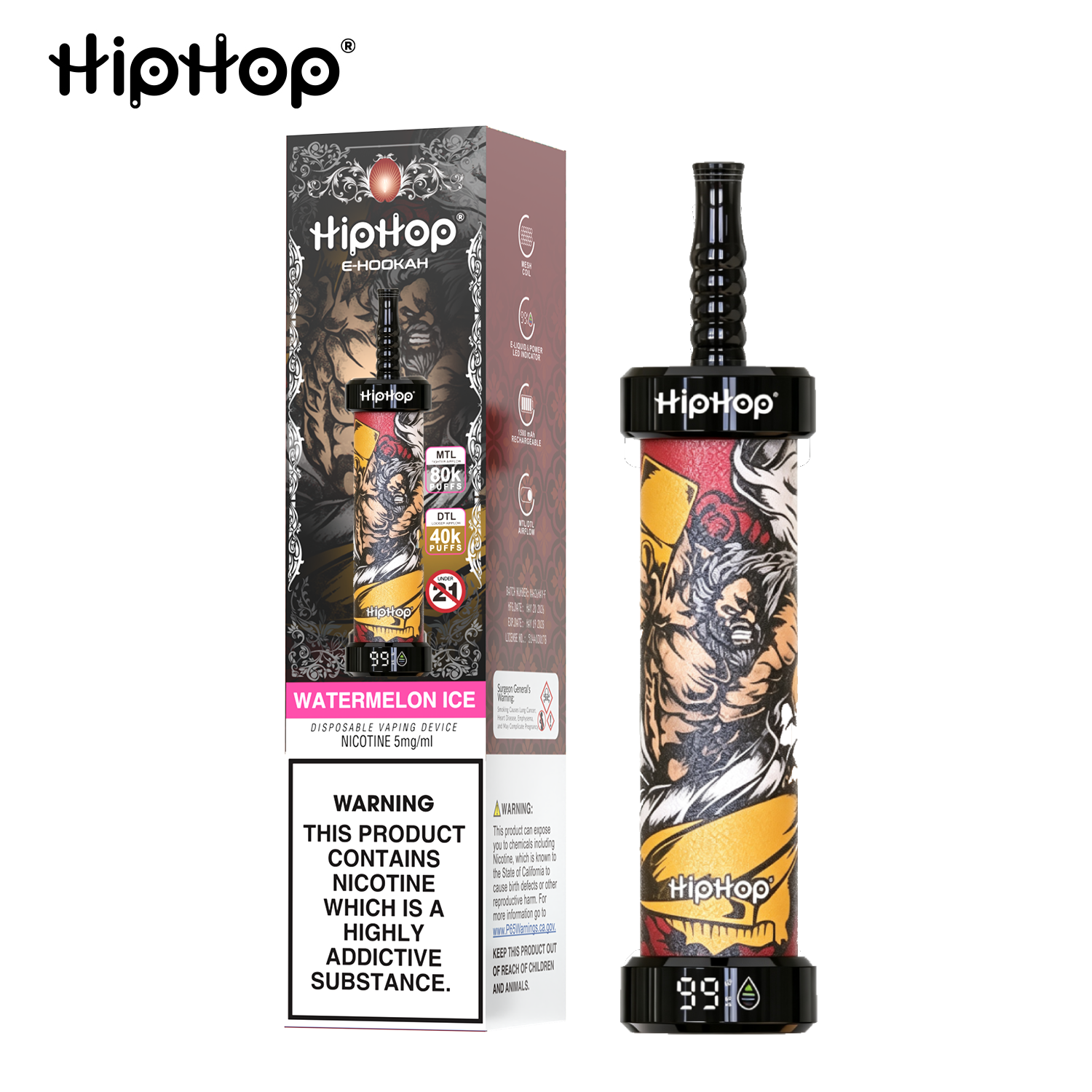 HipHop E-Hookah 80K Puffs e-papieros jednorazowy - obrazek 3