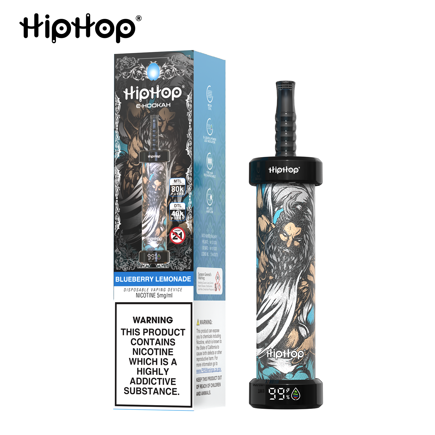 HipHop E-Hookah 80K Puffs e-papieros jednorazowy - obrazek 2