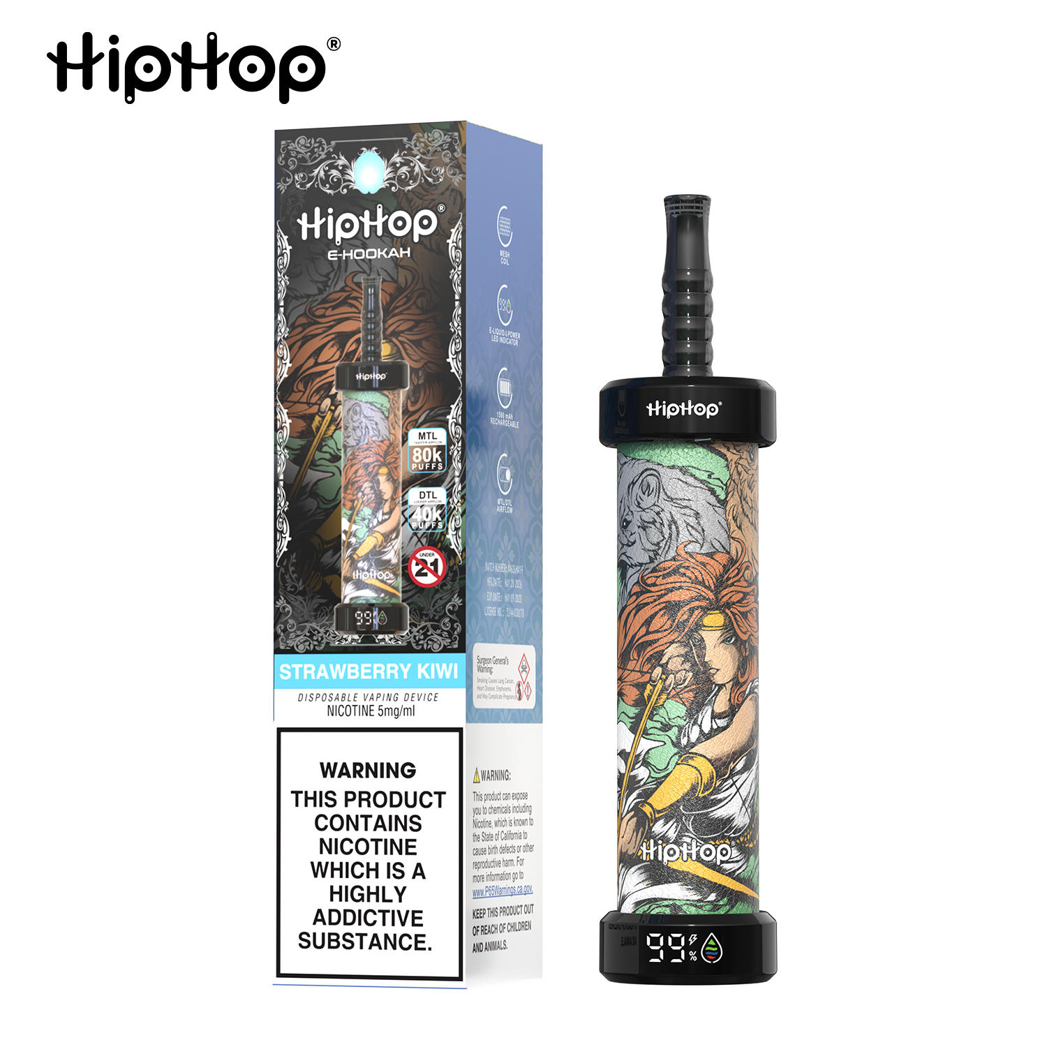 HipHop E-Hookah 80K Puffs e-papieros jednorazowy - obrazek 5