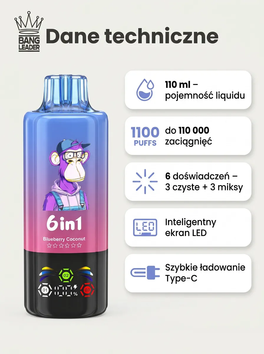 E-papieros BANG 110K (6 w 1) – szczegół 4
