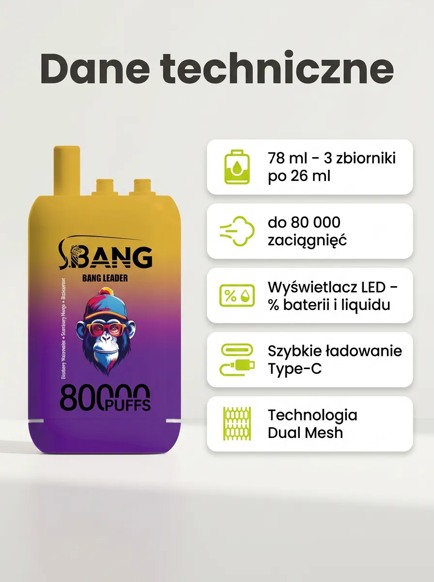 E-papieros BANG 80K (3 w 1) – szczegół 4