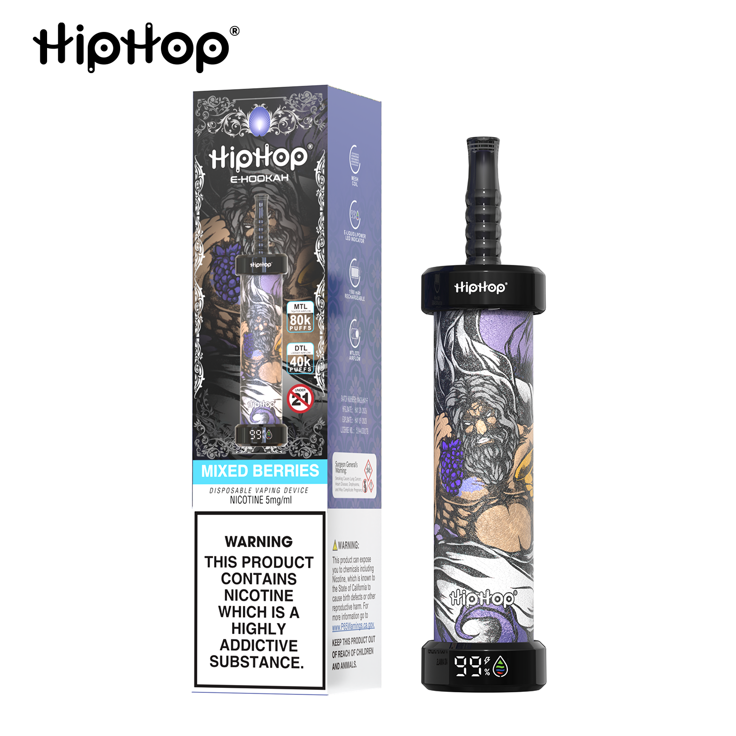 HipHop E-Hookah 80K Puffs e-papieros jednorazowy - obrazek 4